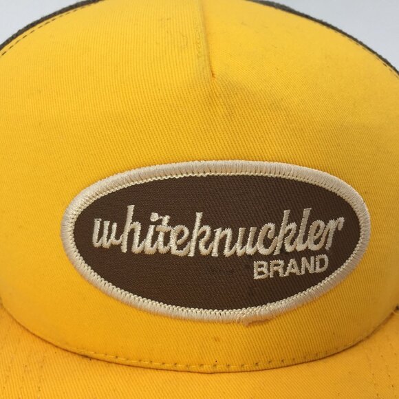VTG Whiteknuckler Brand Trucker Hat Snapback Baseball Cap Mesh Yellow Brown USA - Picture 2 of 7